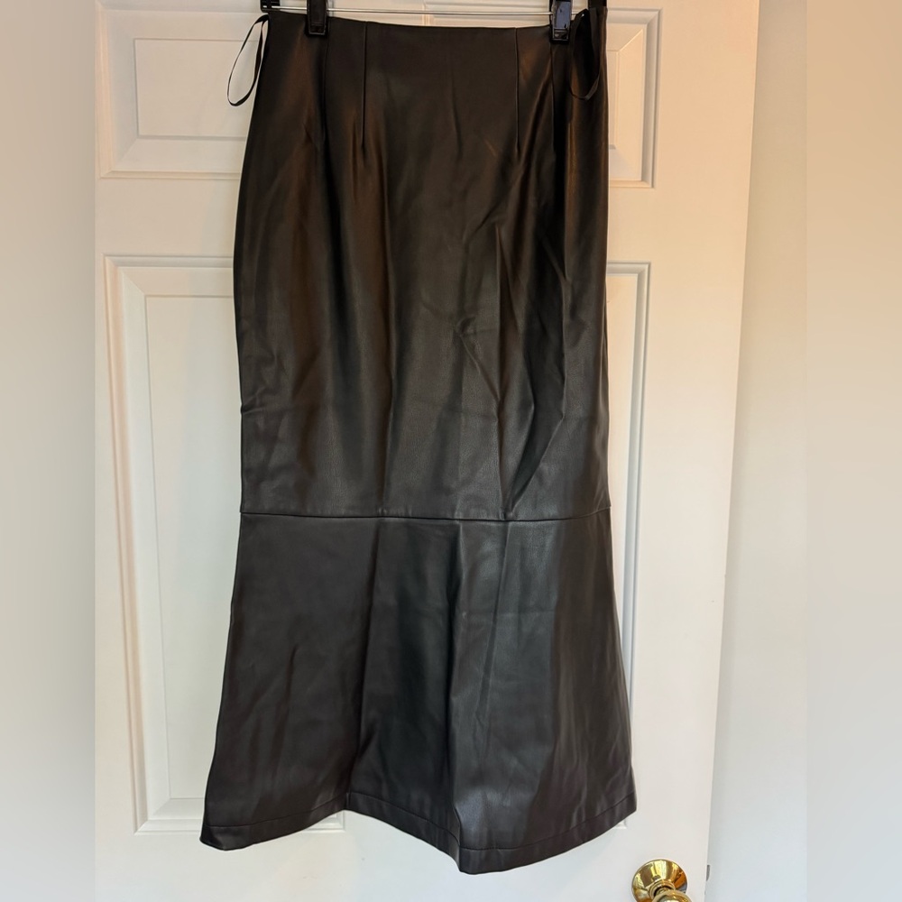 Staud Black Vegan Leather Skirt, Laurel